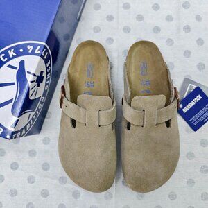 NWT Birkenstock Taupe Suede Mules Narrow Fit